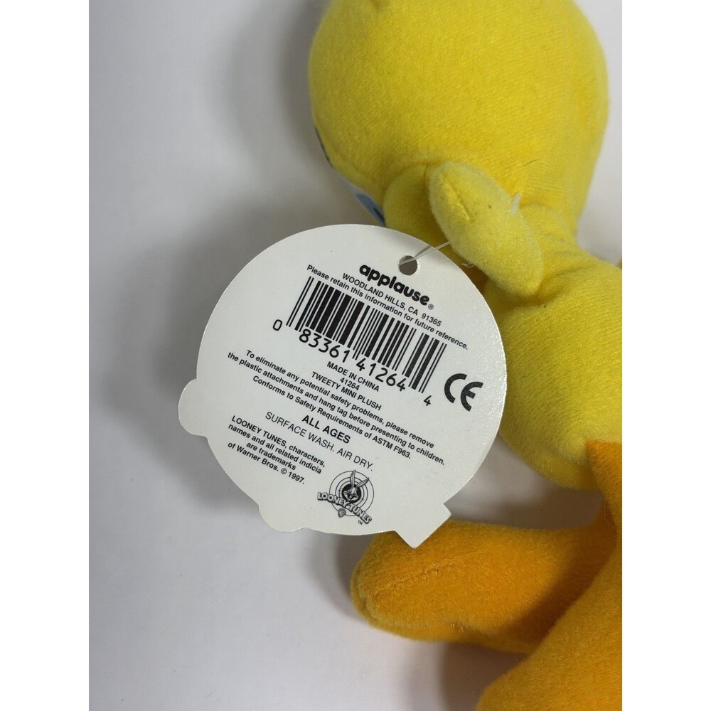 Vintage 1997 Looney Tunes Tweety Bird Bean Bag Mini Plush Warner Brothers MINT - Picture 4 of 6